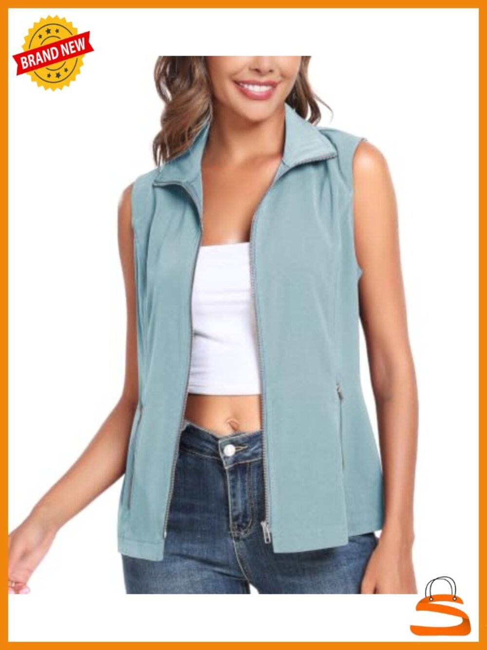Women's Lightweight Zip Up Utility Vest Sleeveless Hiking Golf Jacket with